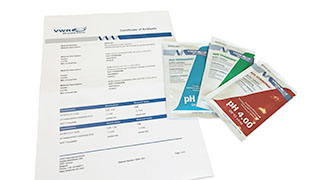 pH buffer solutions packed in sachets
